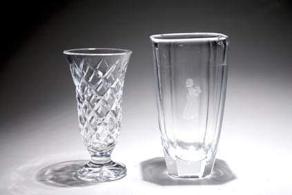 Waterford Crystal Cut Flower Vase And Orrefors Signed Vase