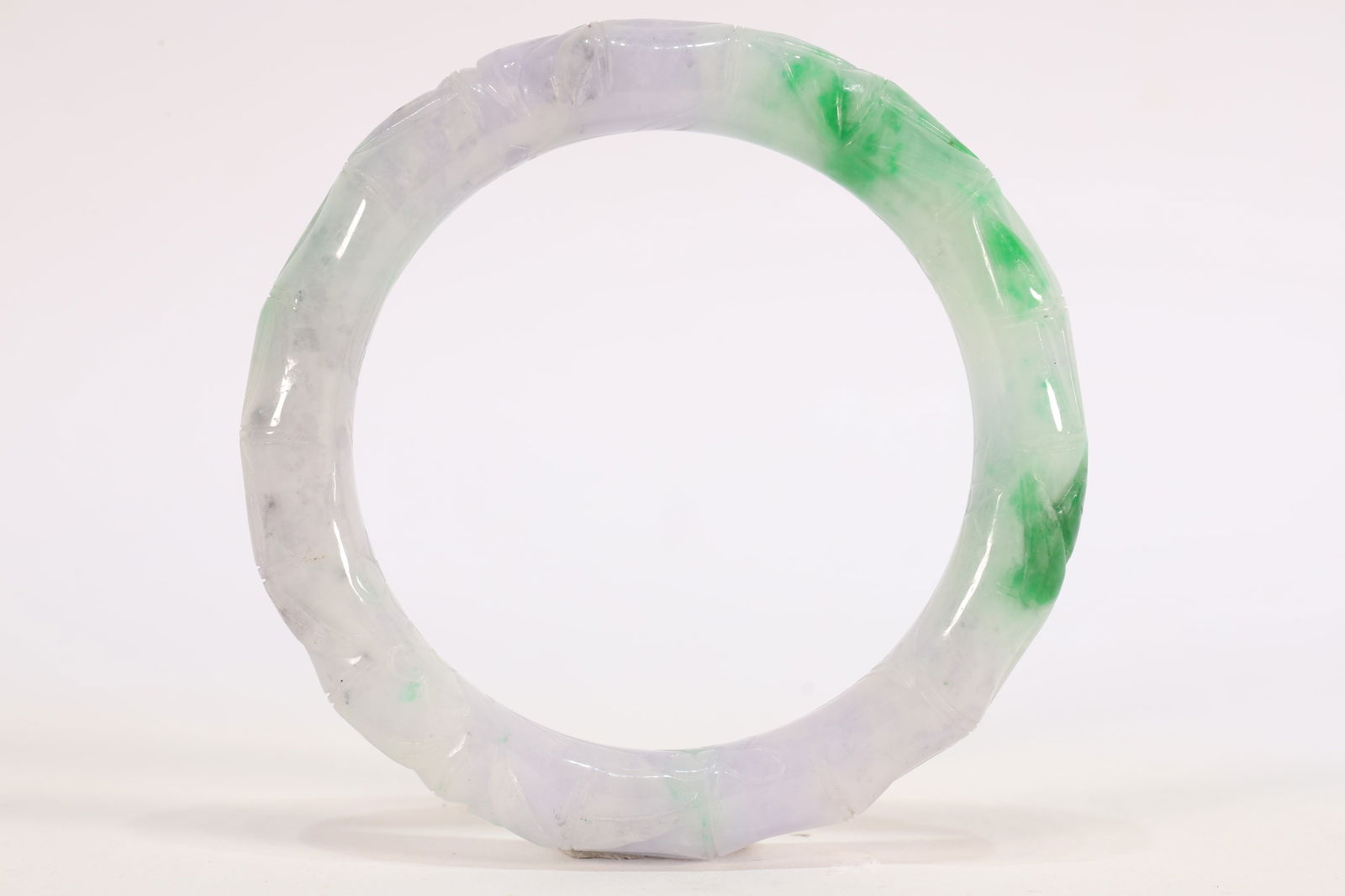 Jadeite Carved Bamboo Pattern Bangle (1 of 4)