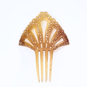 Vintage Mantilla Style Celluloid Amber Color Hair Comb