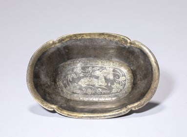 Silver Carved Deer Pattern Bowl