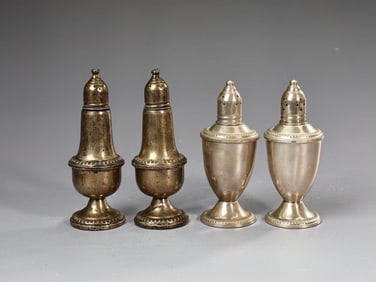 Set Of 2 Vintage Sterling Silver Salt & Pepper Shakers