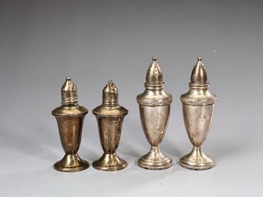 Set Of 2 Vintage Sterling Silver Salt & Pepper Shakers