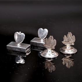 Four Sterling Silver Heart Shape And Boat Name Tag Settings