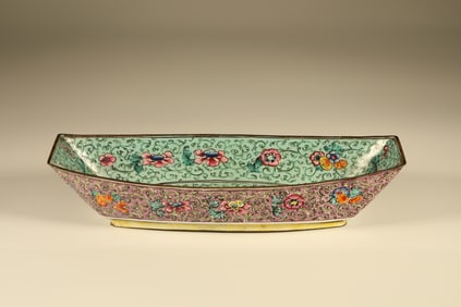 Bronze Enamel Blue Base Flower Pattern Washer