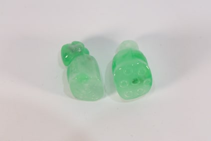 Pair of Jadeite Carved Lotus Flower Shape Earring