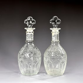 Tiffany & Co. Decanter Bottle For Christian Brother Brandy Tricentennial 1980s Set 2