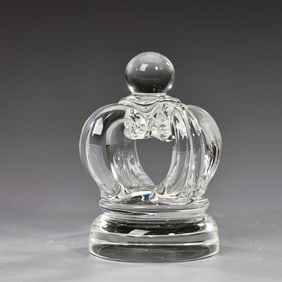 Steuben Art Crystal Crown Sculpture Paperweight