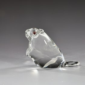 Steuben Beaver With Garnet Eyes Art Crystal Sculpture