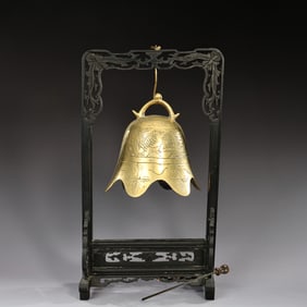 Chinese Temple Bronze Bell With Foodog And Phoenix Pattern
