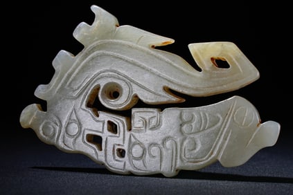 Jade Man with Dragon Flake Pendant