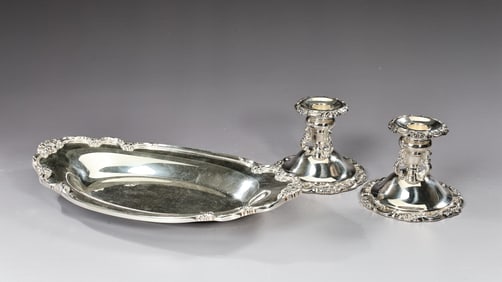 Baroque Silver Plate Candle Holder By Wallace And Roger Bros Silver Tray