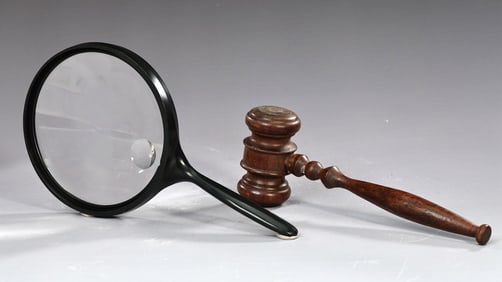 Bausch & Lomb Magnifier And Judge's Wooden Hammer