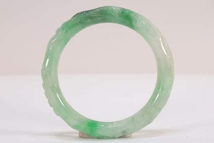 Jadeite Carved Bamboo Pattern Bangle