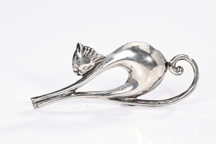 Sterling Silver Mexican Cat Brooch