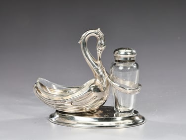 Vintage Christofle Swan Silver Plated Salt And Pepper Set