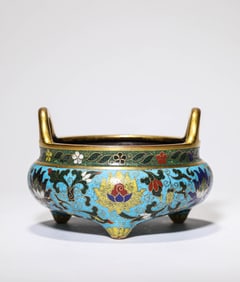 Bronze Cloisonne Flower Pattern Incense Burner