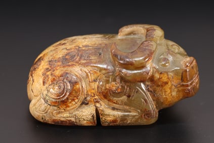 Jade Carved Ox Shape Ornament