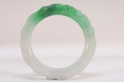Jadeite Carved Bamboo Pattern Bangle