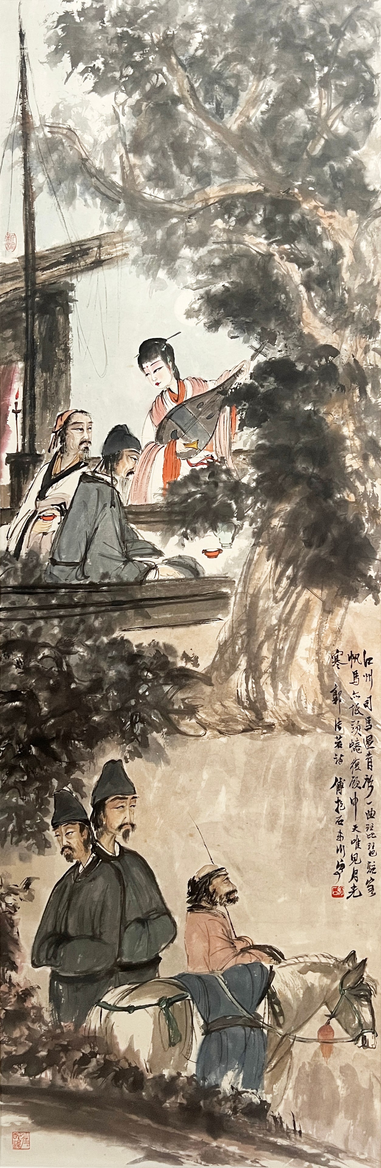 Fu Baoshi mark, Chinese Scholars Painting, Ink and Color on Paper, Hanging Scroll: Fu Baoshi mark, Chinese Scholars Painting, Ink and Color on Paper, Hanging Scroll (175 x 56cm)