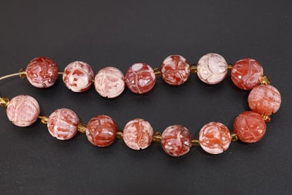 Agate Carved Flower Pattern Bead Bracelet