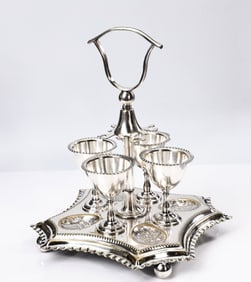 Vintage Silver Plate Egg Cup Stand Cruet Set
