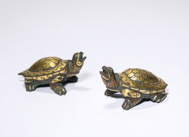 Pair of Gilt Bronze Turtle Figure Ornament
