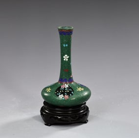 Japanese Meiji Period Cloisonné Enamel Vase With Stand