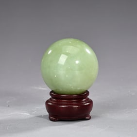 Natural Polish Jade Sphere With Stand
