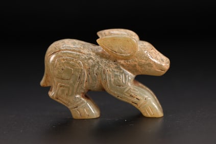 Jade Carved Ox Shape Ornament
