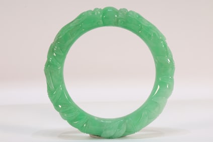 Jadeite Carved Dragon Pattern Bangle