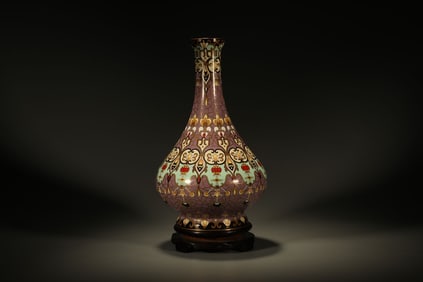 Bronze Cloisonne Carved Flower Pattern Vase