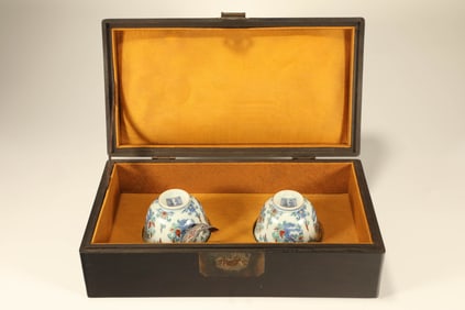 Pair of Doucai Dragon Pattern Porcelain Cup