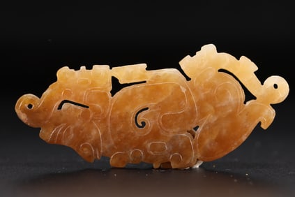 Jade Carved Character Shape Bi