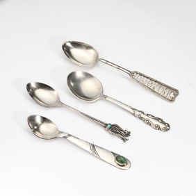 Four Assorted Sterling Silver Souvenir Spoons