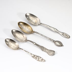 Four Assorted Sterling Silver Souvenir Spoons