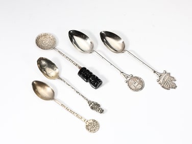 Five Travel Demi Tasse Size Sterling Silver Spoons