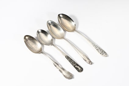 Four Assorted Sterling Silver Souvenir Spoons