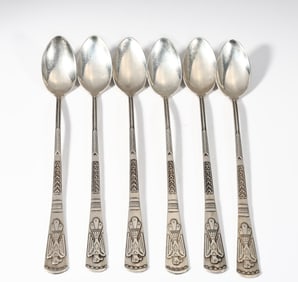 Maisel Native American Thunderbird Sterling Silver Iced Tea Spoons Set Of 6