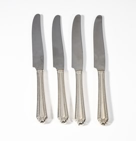 Four Vintage Dinner Knives With Sterling Silver Handle