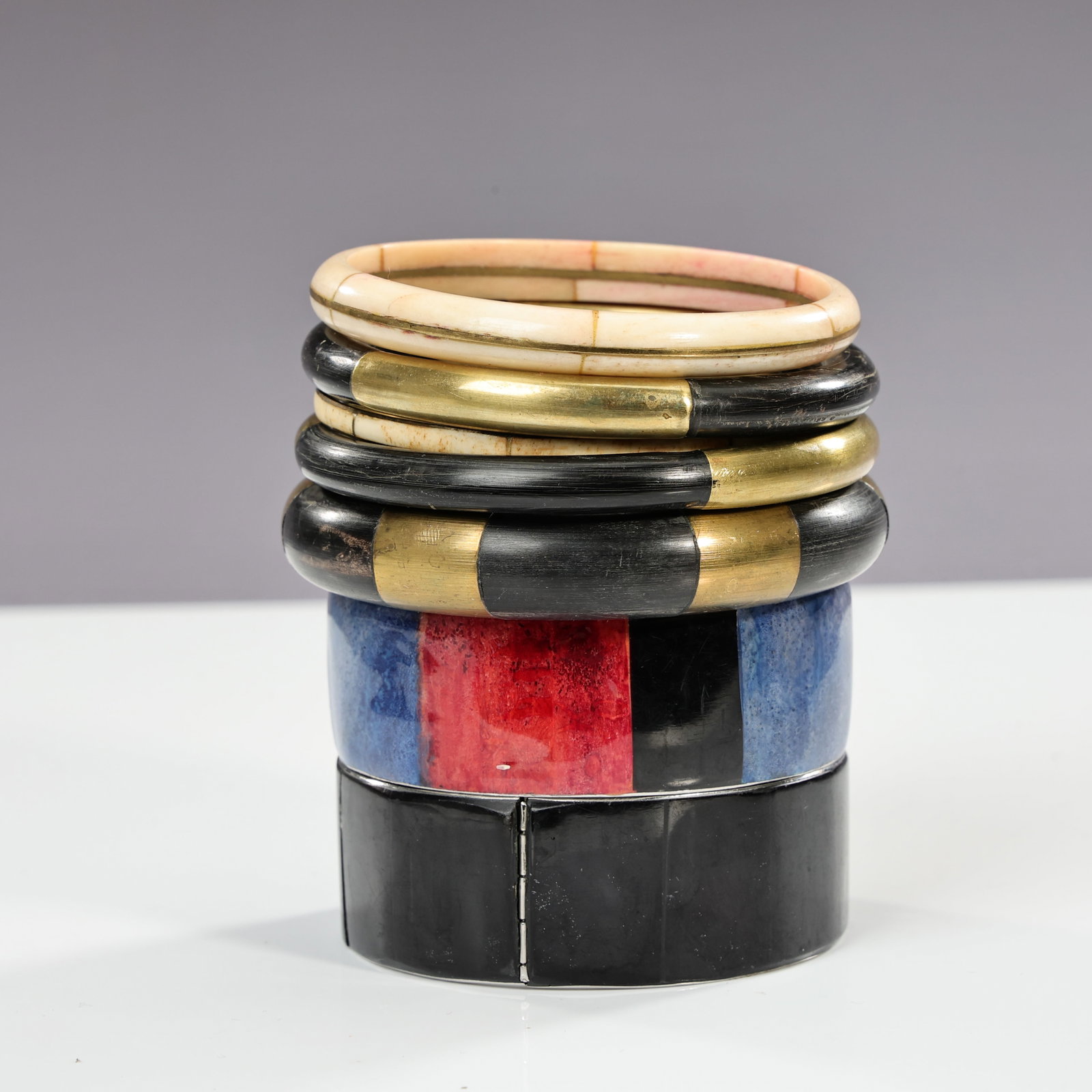 Miscellaneous Wood & Brass Black Bangle Bracelets: Miscellaneous Wood & Brass Black Bangle Bracelets (All in different sizes)