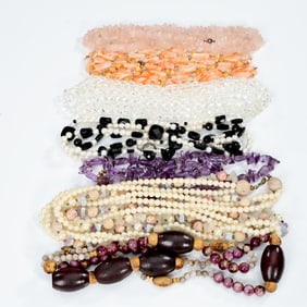 Collection Of Mixed Material Beads Necklaces