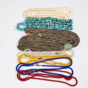 Collection Of Mixed Material Beads Necklaces