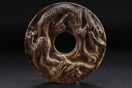 Jade Carved Dragon Pattern Bi