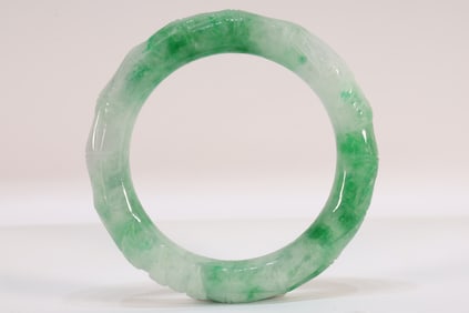 Jadeite Carved Bamboo Pattern Bangle