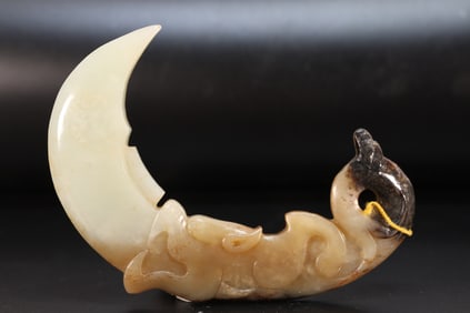 Jade Carved Dragon Shape Bi