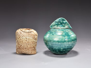 Two Hand Made Ceramic And Pottery Vase By Sayers 1990