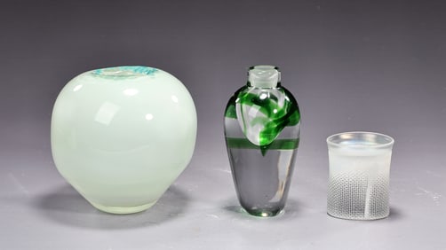Three Of Assorted Glass Table Items
