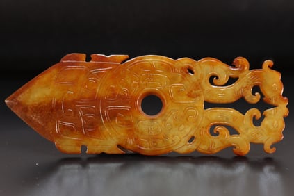 Jade Carved Beast Face Pattern Bi