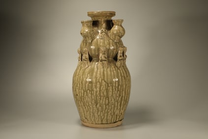 Green Ware Carved Character Porcelain Vase