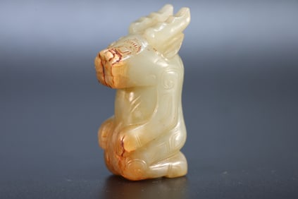 Jade Carved Beast Face Pattern Beast Shape Ornament